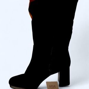 a.n.a Black Heeled Boots with Chunky Block Heel
